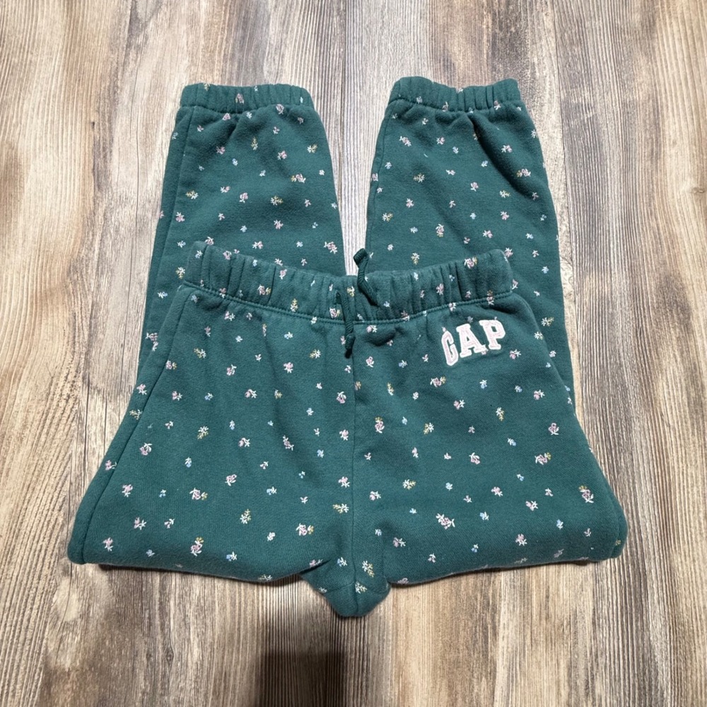 baby Gap Sweatpants Green Floral Ditsy Print Cottagecore Joggers